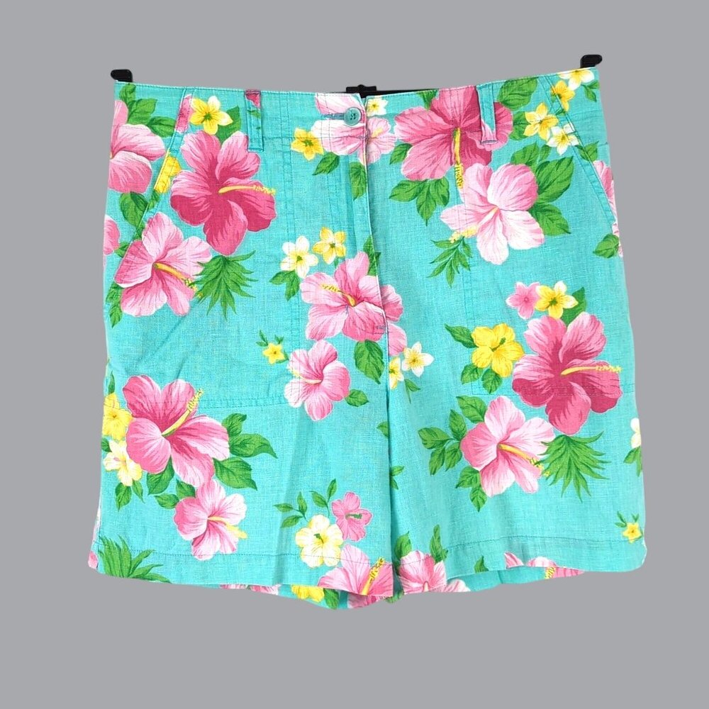 Vintage Y2K Jones NY Linen Shorts 10 Medium Floral